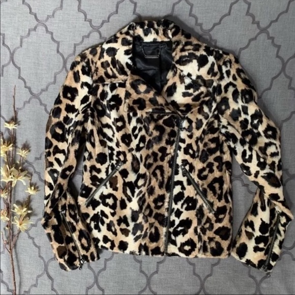 NWT-Wildly Chic Faux Leopard Fur Moto-Style Trina Turk Reprise Jacket (XS/S) - Picture 11 of 13